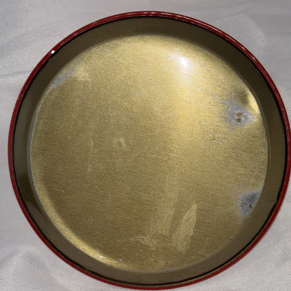 Vintage‎ Metal Christmas Drink Coasters Red Green Bow Retro 1960